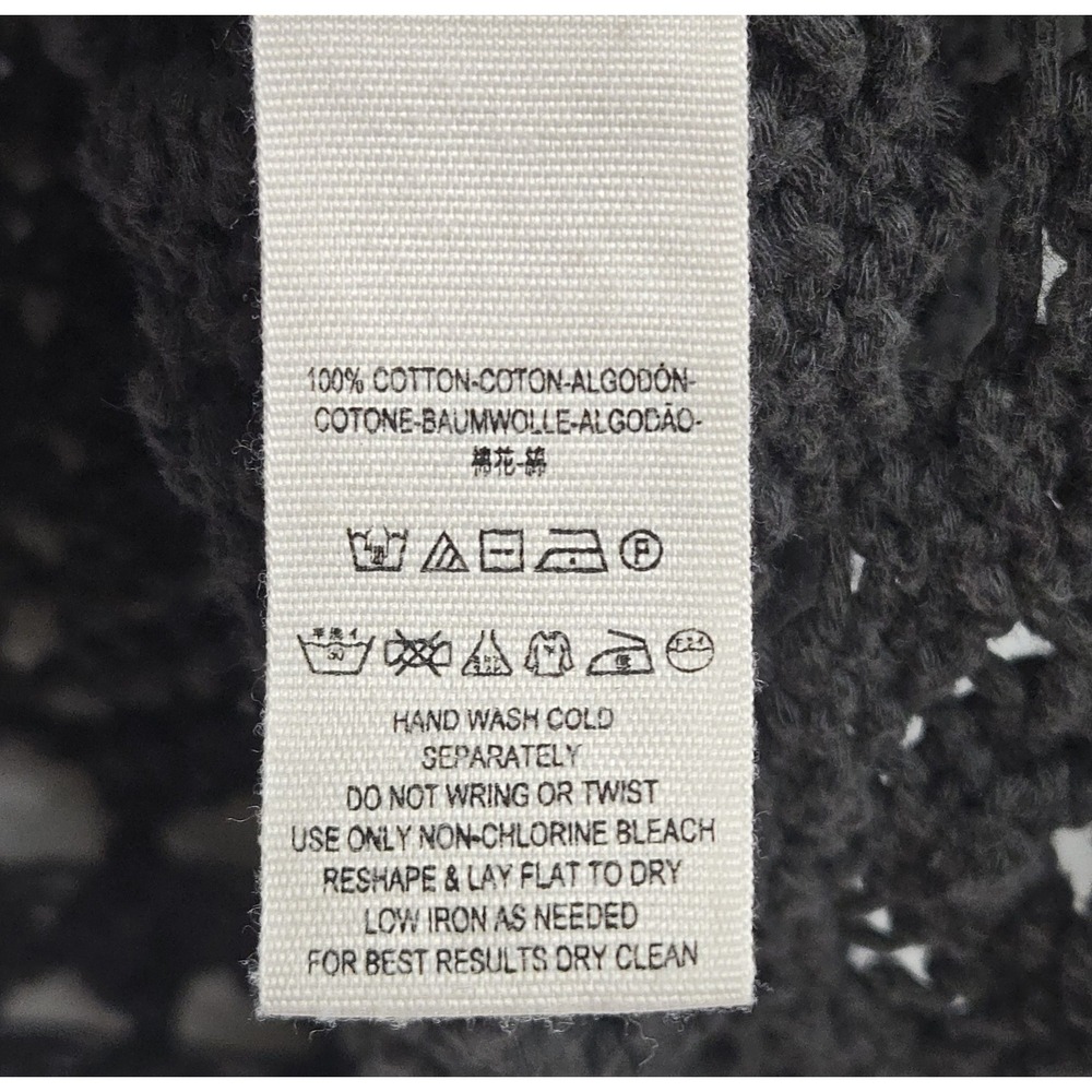 Free People Sweater Size Small Traveling Slate Gray Cotton Open Knit Crochet - Picture 12 of 15